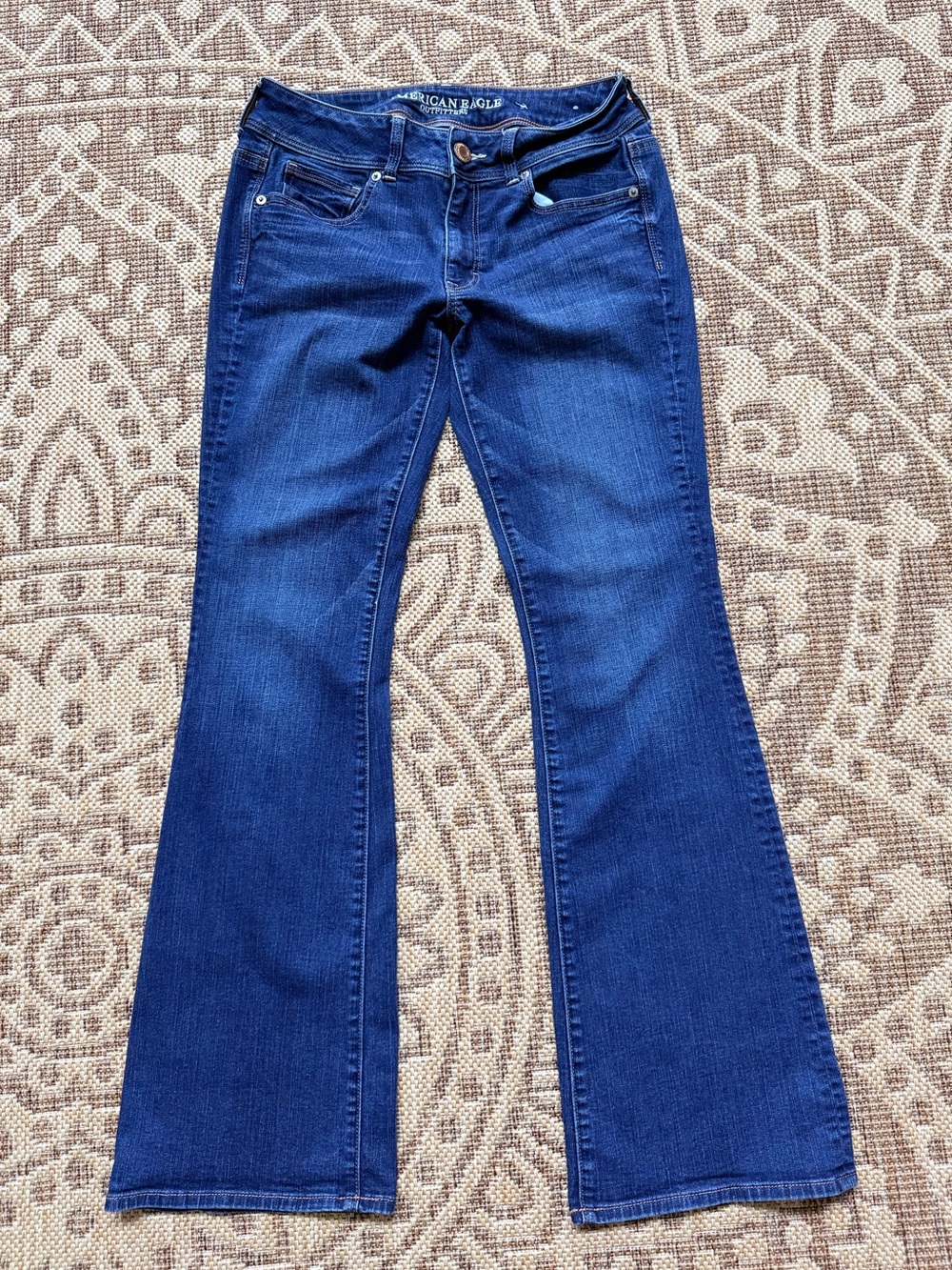 American Eagle Kick Boot Jeans Dark Wash Super Stretch Denim Size 8 Regular EC